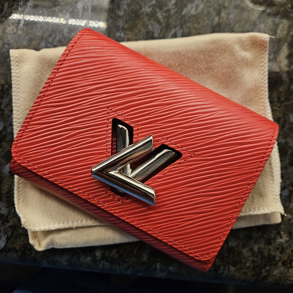 Louis Vuitton Red and Silver Wallet Epi Leather